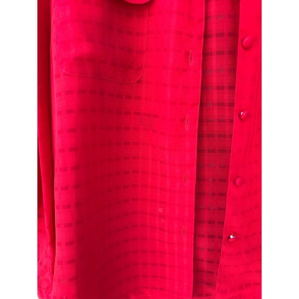 Milano Red Checkered Button Front Blouse Shirt Women Small Long Sleeve Vintage - Picture 6 of 9